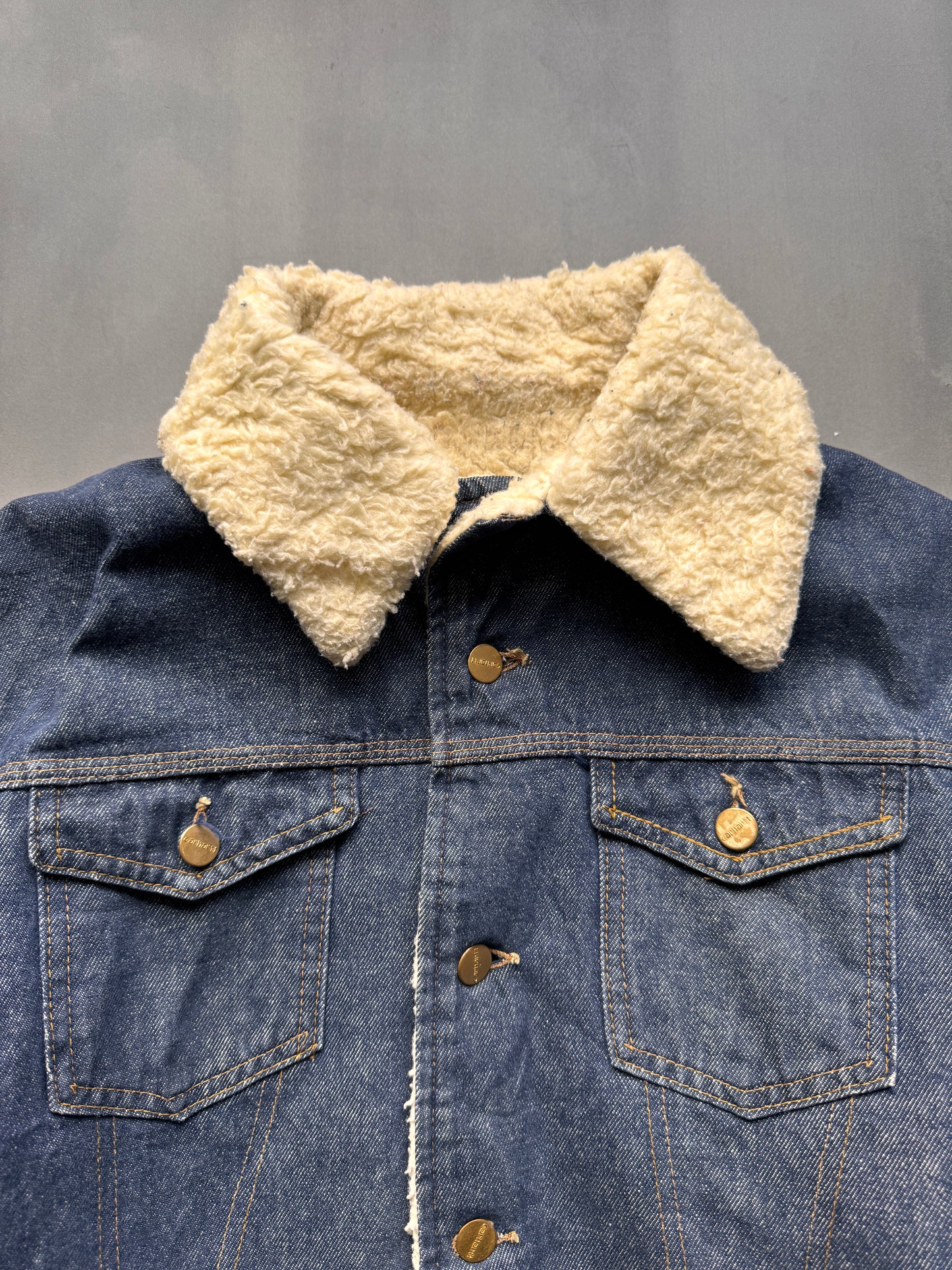 VINTAGE CARHARTT DENIM SHERPA LINED JACKET - S