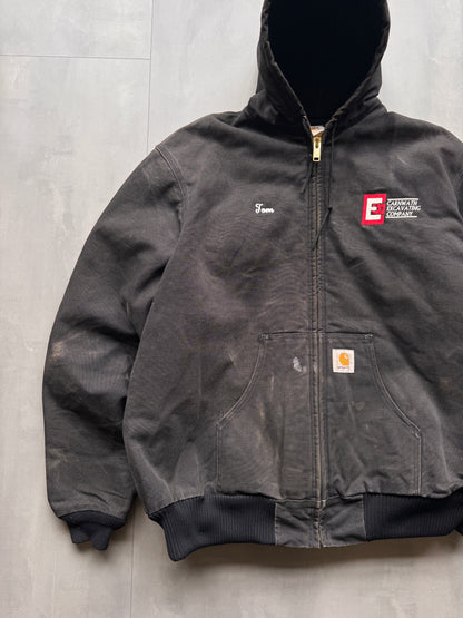 VINTAGE CARHARTT CARNWATH EXCAVATING FADED GREY ACTIVE JACKET - XL