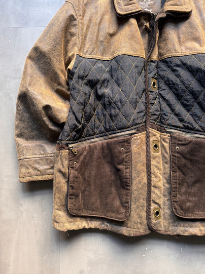 VINTAGE CAMEL ACTIVE BROWN AGED LEATHER JACKET - XL