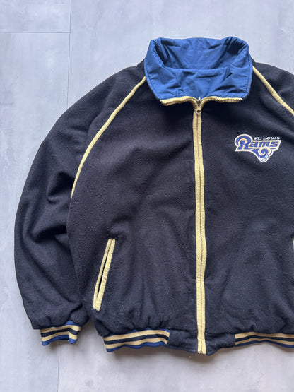 VINTAGE NFL LA RAMS REVERSIBLE FLEECE LINED JACKET - L