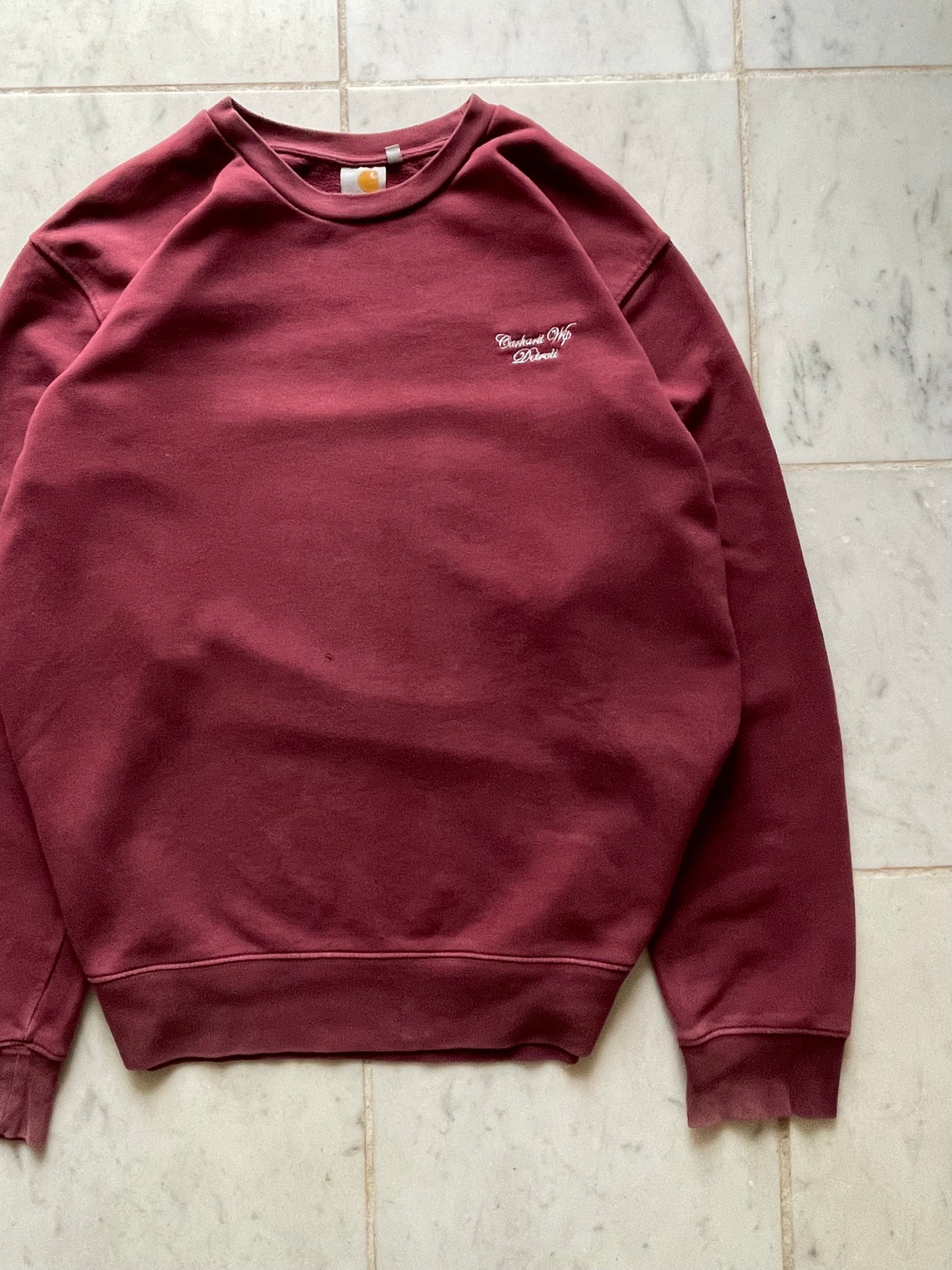 CARHARTT SCRIPT BURGUNDY SWEATER - LARGE