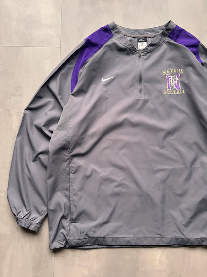 VINTAGE NIKE METEOR BASEBALL GREY PURPLE WINDBREAKER - XXL