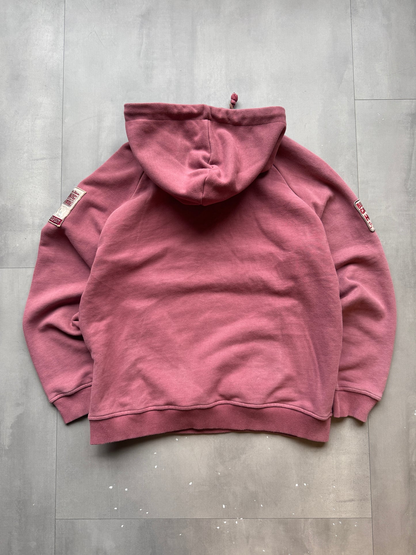 VINTAGE JEEP FADED RED 1/4 ZIP HOODIE - S