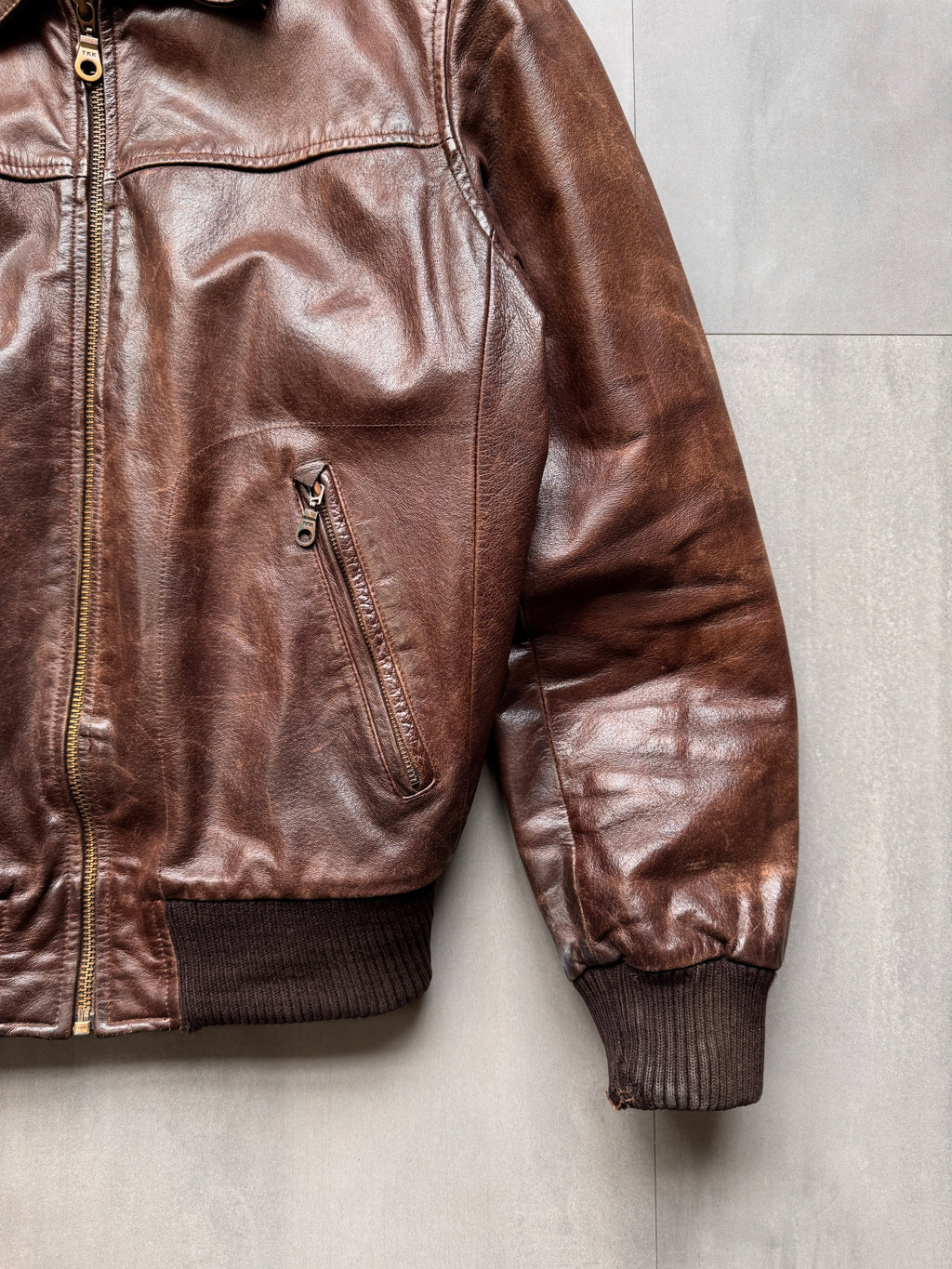 VINTAGE OAKWOOD BROWN LEATHER JACKET - M