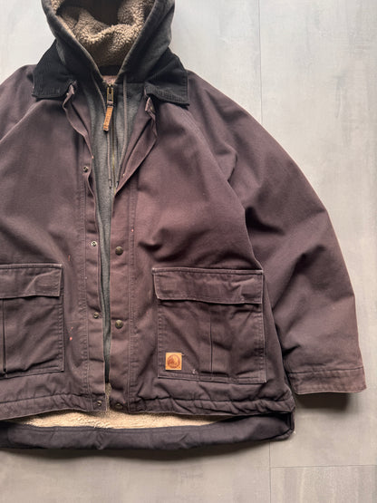 VINTAGE BERNE SHERPA LINED BROWN JACKET - XL