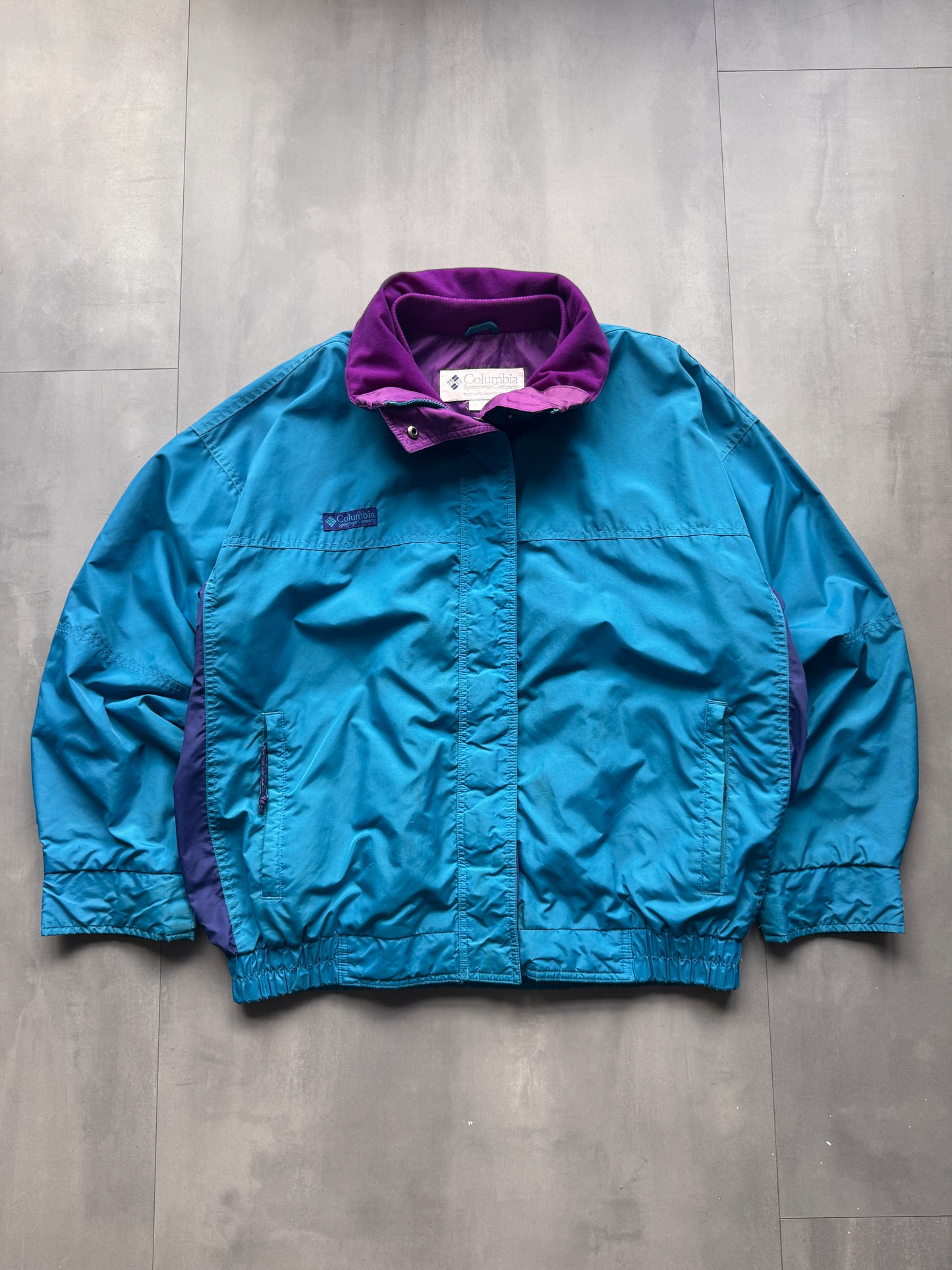 VINTAGE COLUMBIA FLEECE LINED BLUE JACKET - L