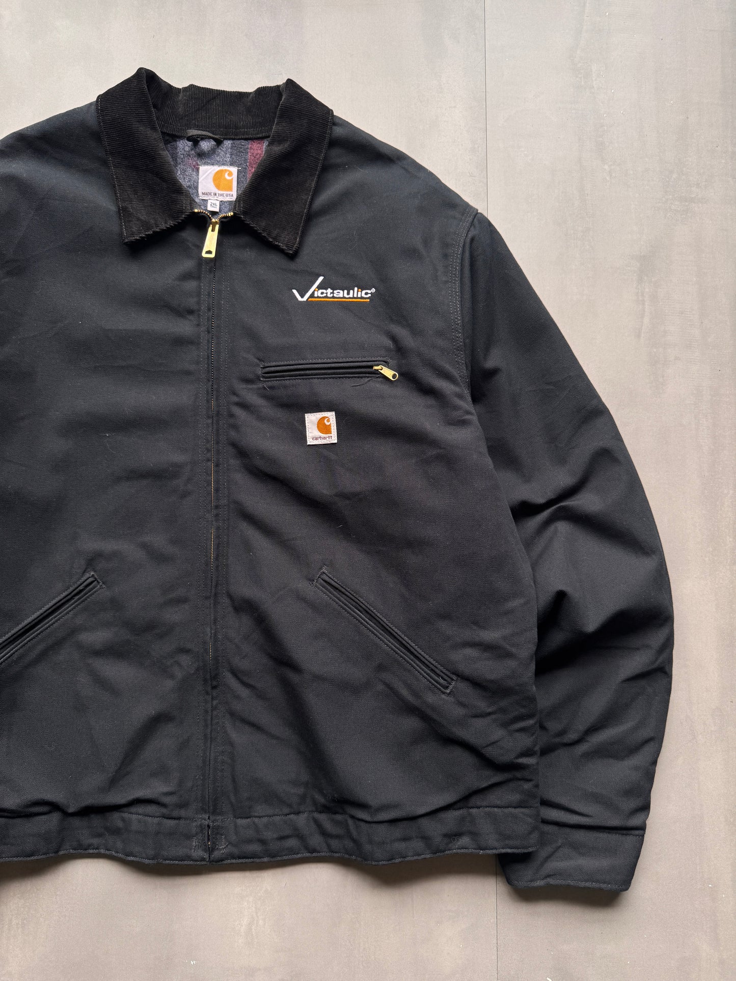 VINTAGE CARHARTT BLACK LINED DETROIT JACKET - XXL