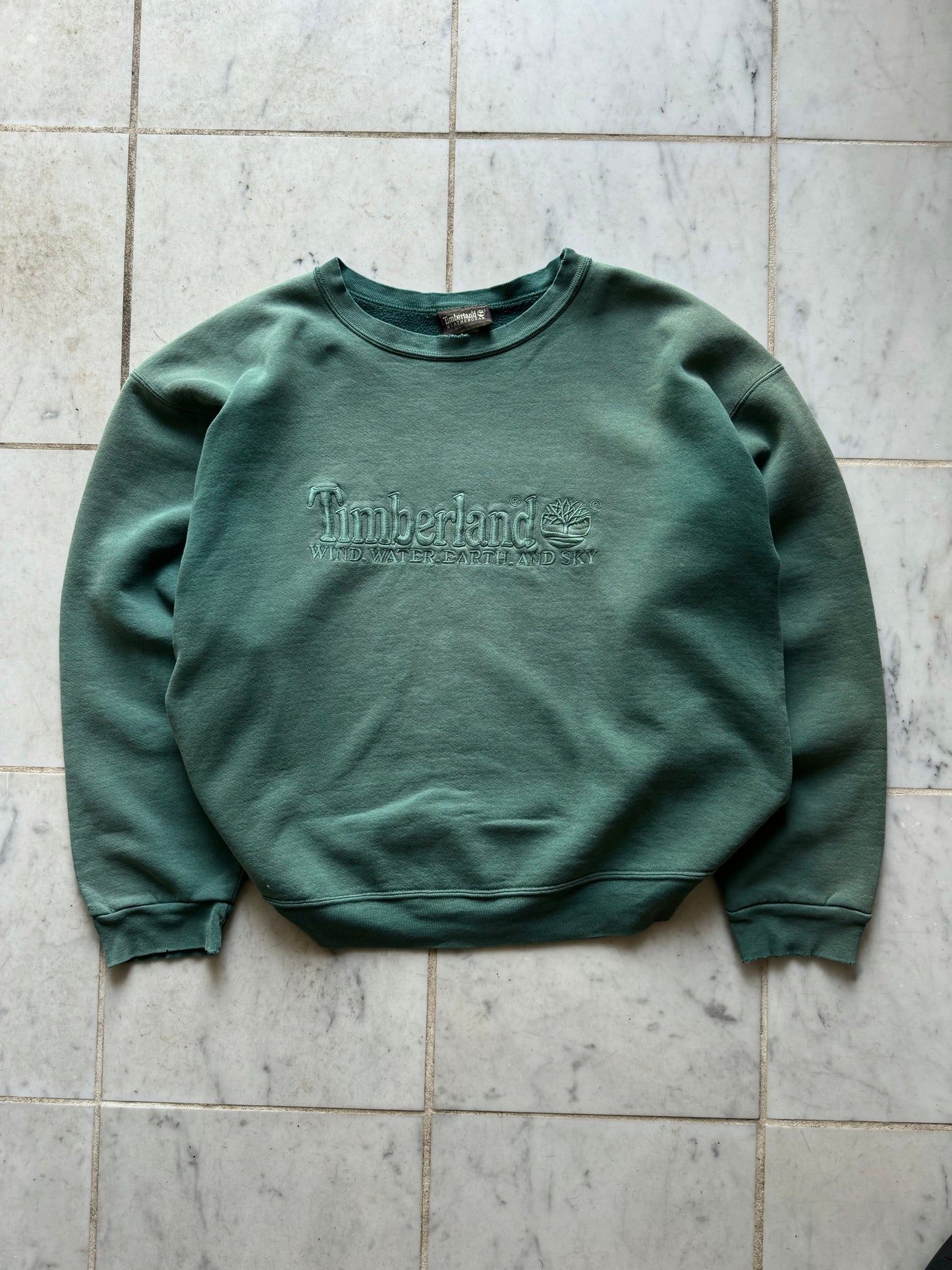 TIMBERLAND WEATHERGEAR GREEN SWEATER - LARGE