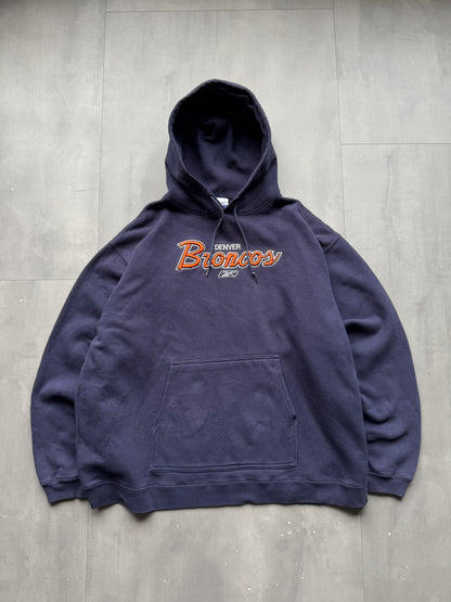 VINTAGE REEBOK NFL DENVER BRONCOS NAVY HOODIE - XL