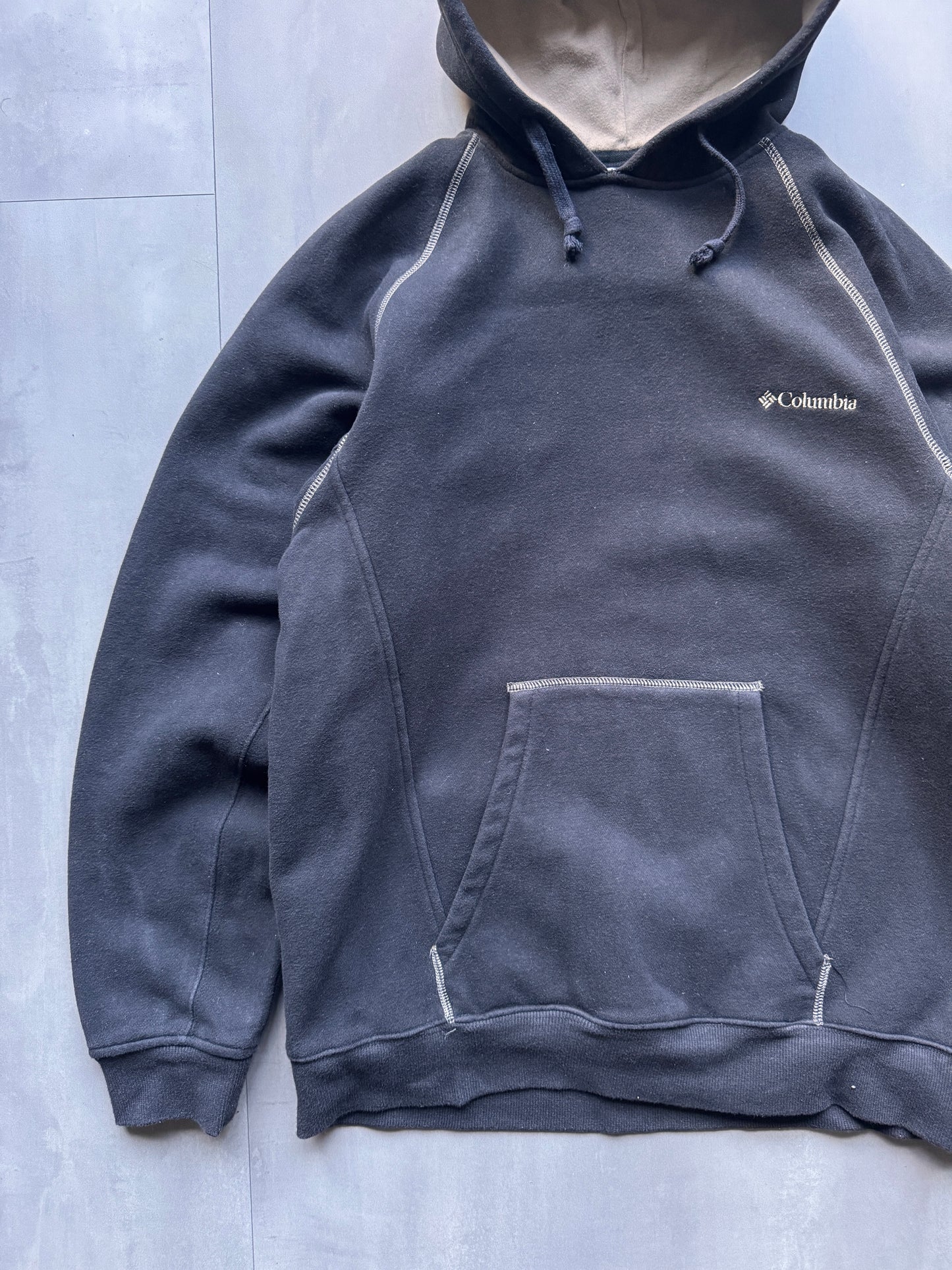 VINTAGE COLUMBIA GREY/BROWN HOODIE - S