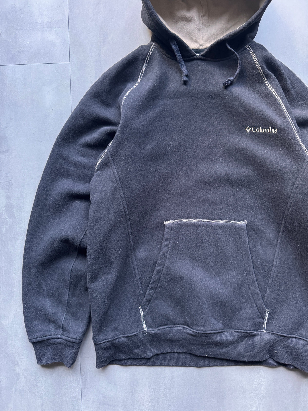 VINTAGE COLUMBIA GREY/BROWN HOODIE - S