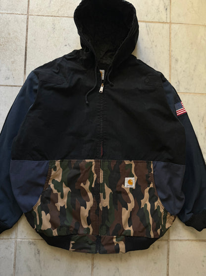 CARHARTT REWORKED CAMO PATTERN ACTIVE JACKET - XXLARGE