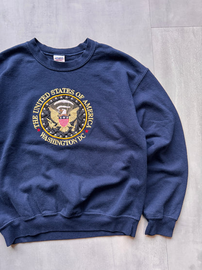VINTAGE THE UNITED STATES OF AMERICA WASHINGTON DC NAVY SWEATER - SMALL