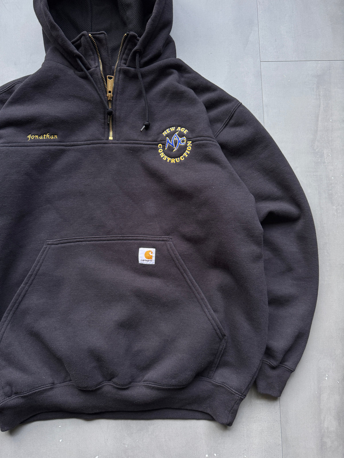 VINTAGE CARHARTT DARK GREY HOODIE - L