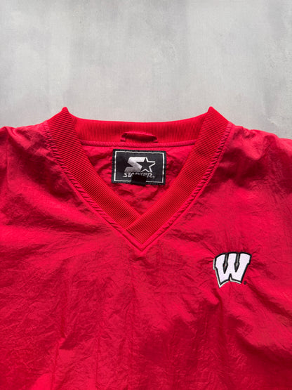 VINTAGE STARTER WISCONSIN BADGERS RED WINDBREAKER - XXL