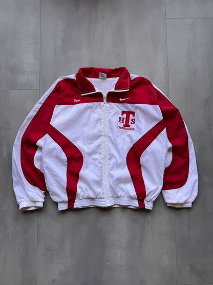 VINTAGE NIKE CHEERLEADER RED/WHITE TRACK JACKET - S