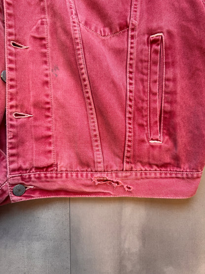 VINTAGE AVIREX FADED RED TRUCKER JACKET - M