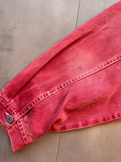 VINTAGE AVIREX FADED RED TRUCKER JACKET - M
