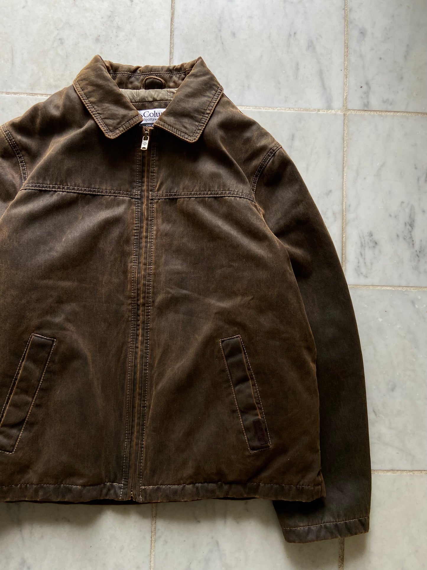 COLUMBIA LEATHER BROWN JACKET - LARGE/XLARGE