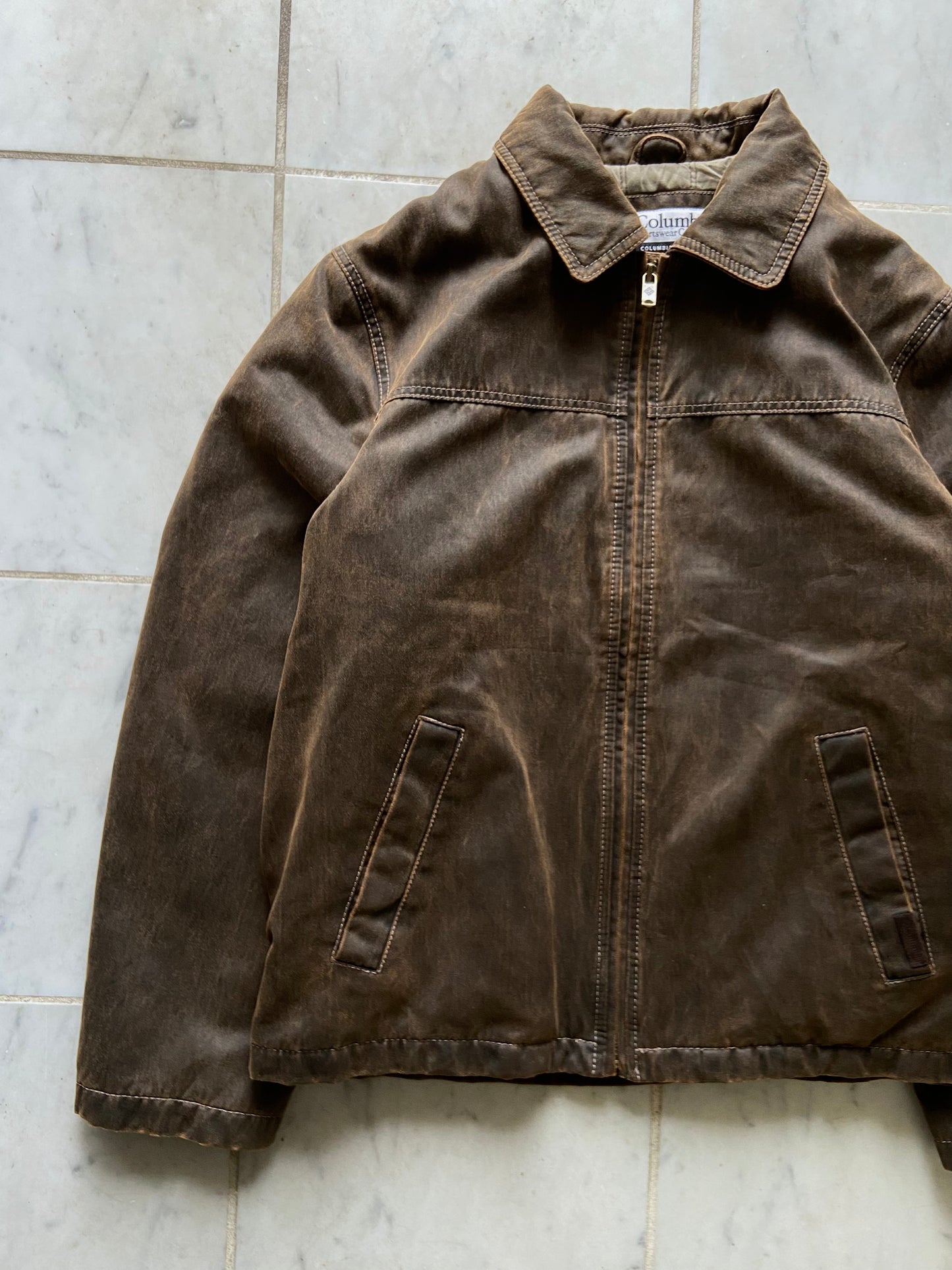 COLUMBIA LEATHER BROWN JACKET - LARGE/XLARGE