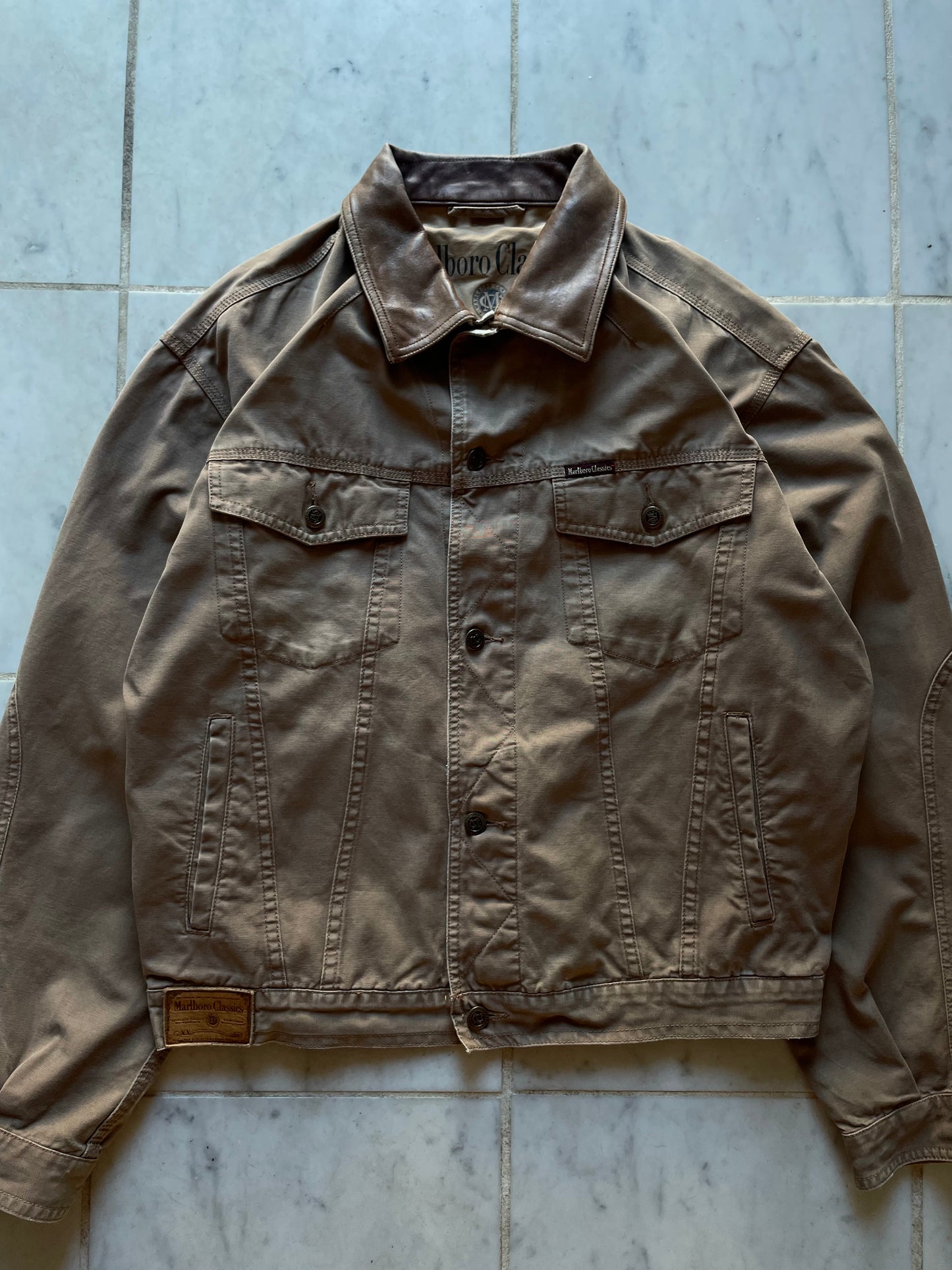 MARLBORO CLASSICS BROWN TRUCKER JACKET - XLARGE