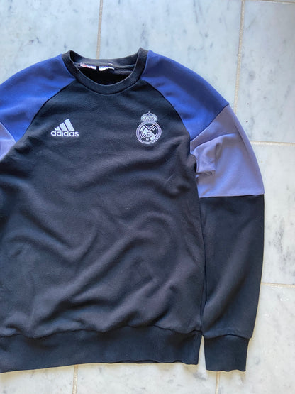 ADIDAS REAL MADRID BLACK/NAVY SWEATER - SMALL