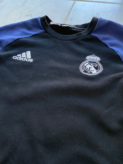 ADIDAS REAL MADRID BLACK/NAVY SWEATER - SMALL