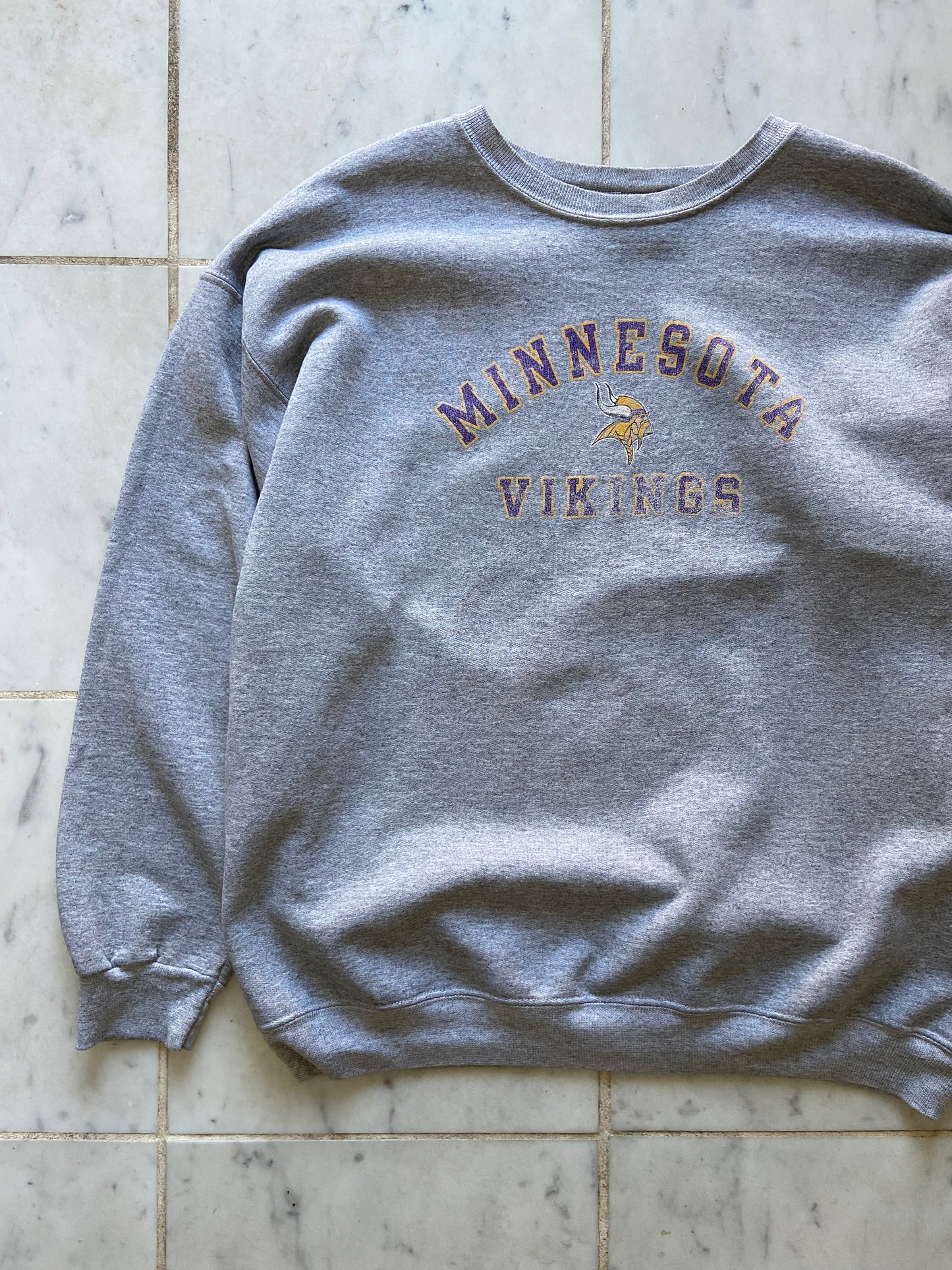 CHAMPION GREY MINNESOTA VIKINGS SWEATER - LARGE