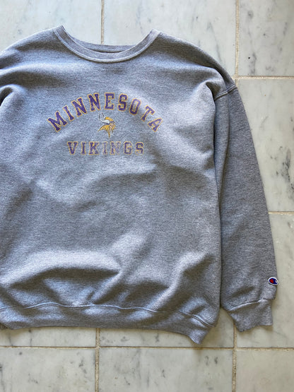 CHAMPION GREY MINNESOTA VIKINGS SWEATER - LARGE