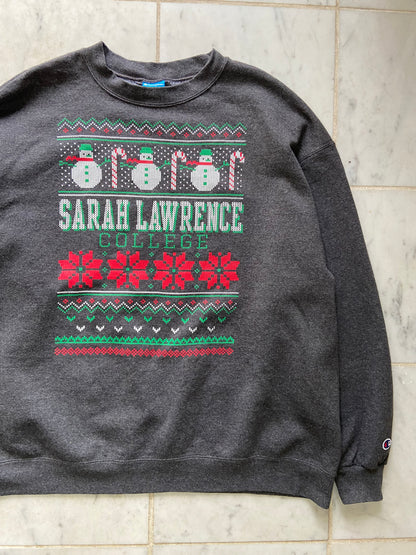 SARAH LAWRENCE COLLEGE GREY CHRISTMAS SWEATER - XXLARGE