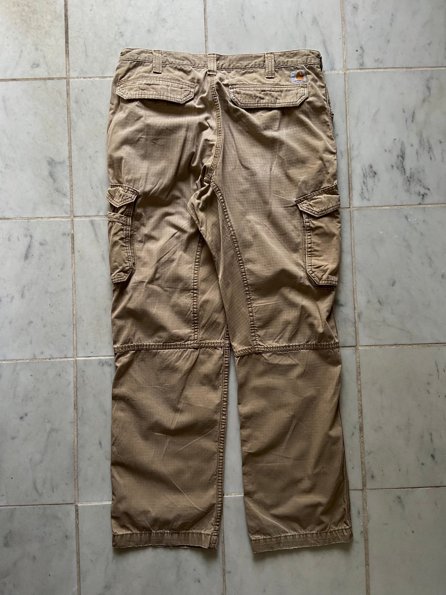 CARHARTT TAN RIPSTOP WORK CARGO PANTS - 36x32