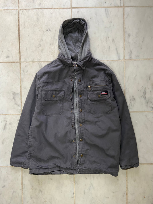 DICKIES GREY HOODED ZIP UP JACKET - SMALL