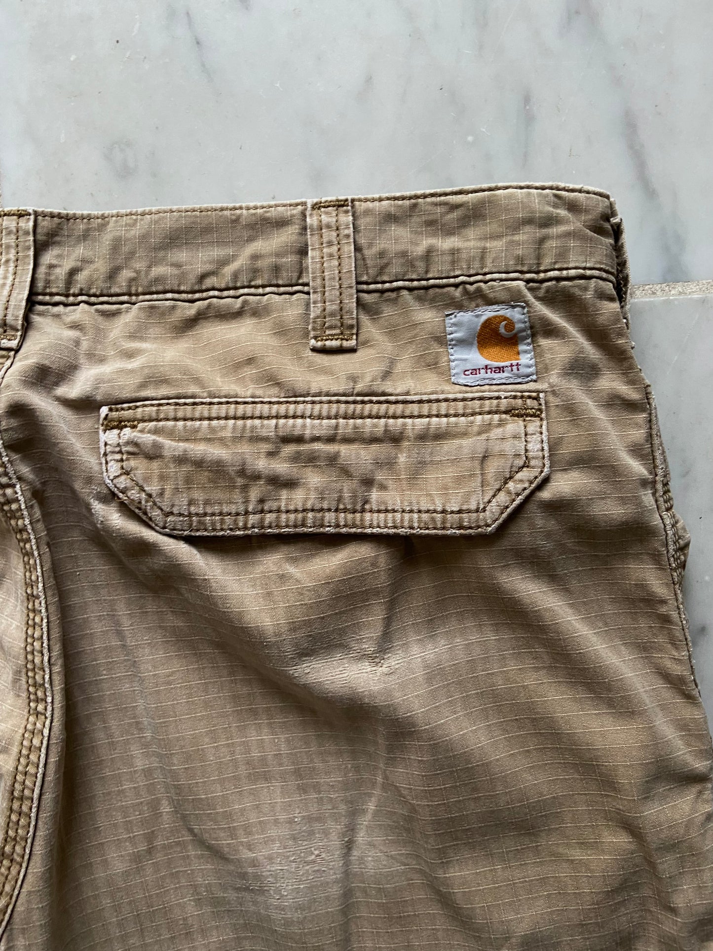 CARHARTT TAN RIPSTOP WORK CARGO PANTS - 36x32