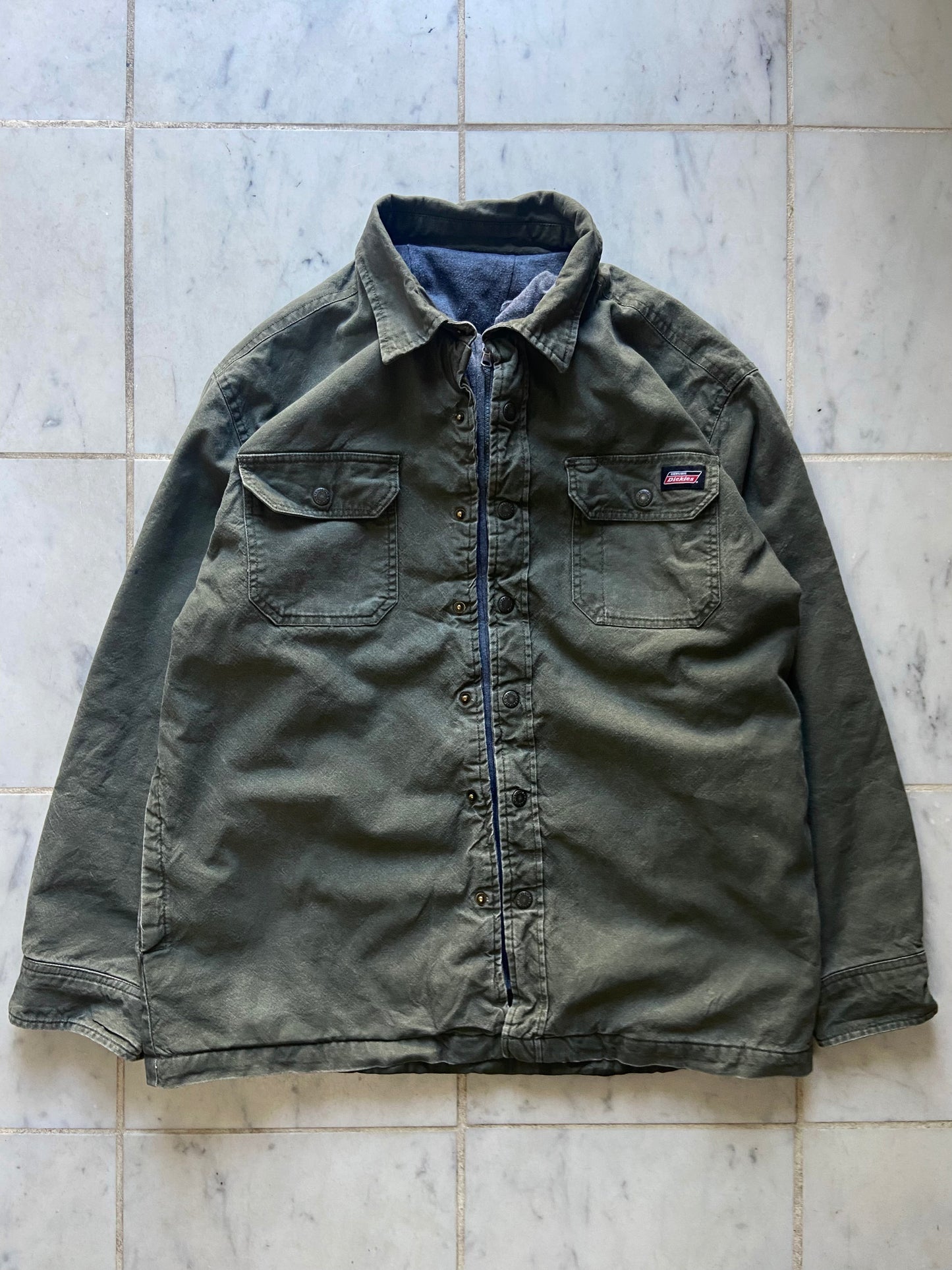 DICKIES FADED GREEN ZIP UP JACKET - LARGE