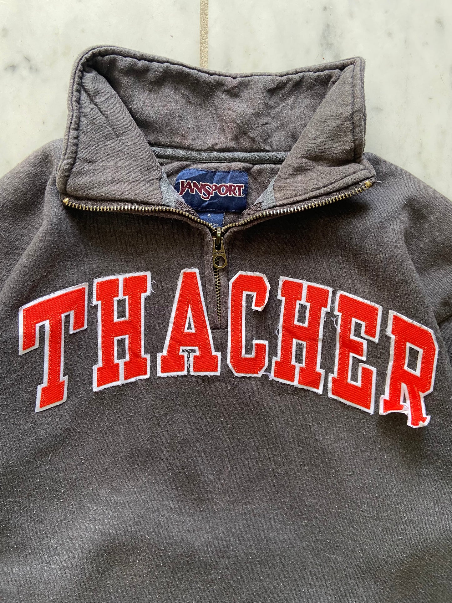 JANSPORT THACHER GREY 1/4 ZIP SWEATER - SMALL