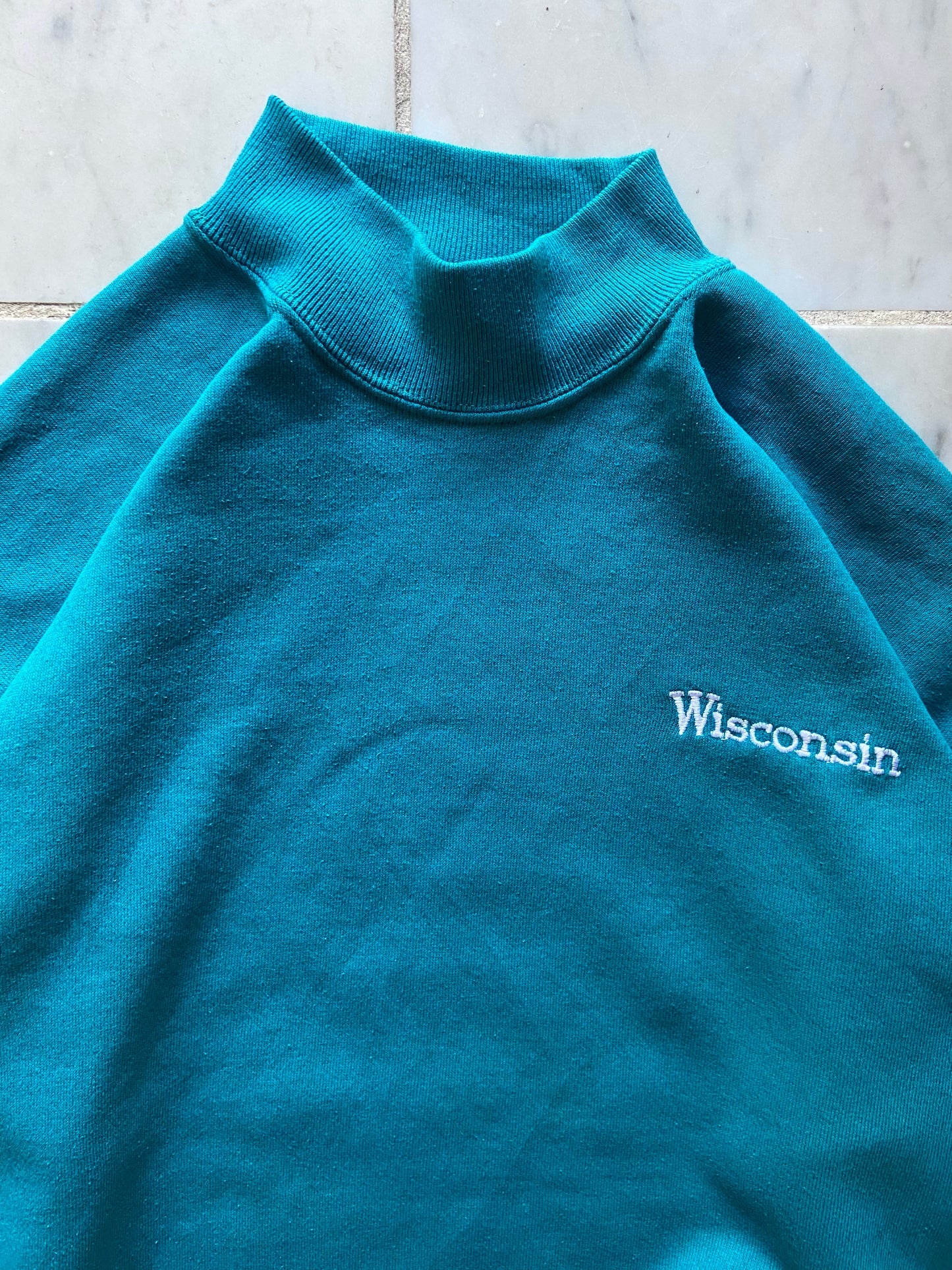 LEE WISCONSIN TEAL SWEATER - LARGE