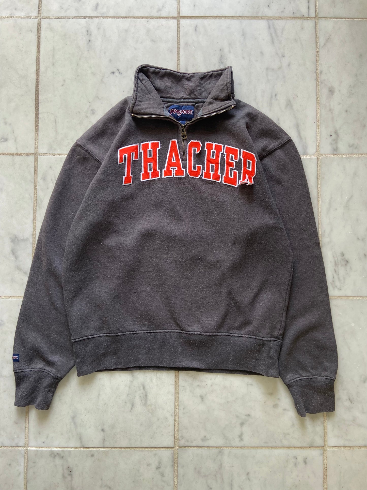 JANSPORT THACHER GREY 1/4 ZIP SWEATER - SMALL