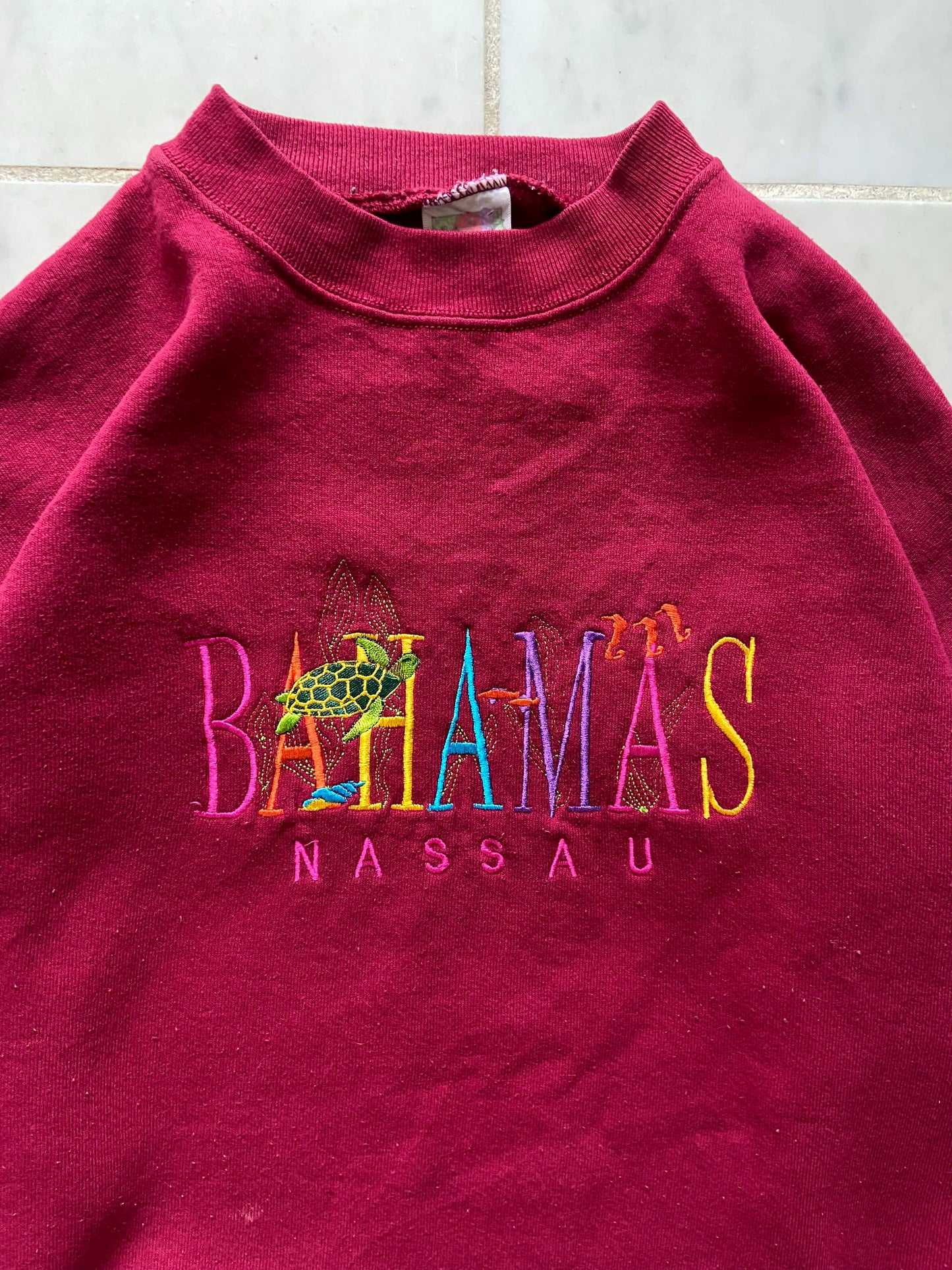 BAHAMAS NASSAU MAROON SWEATER - LARGE