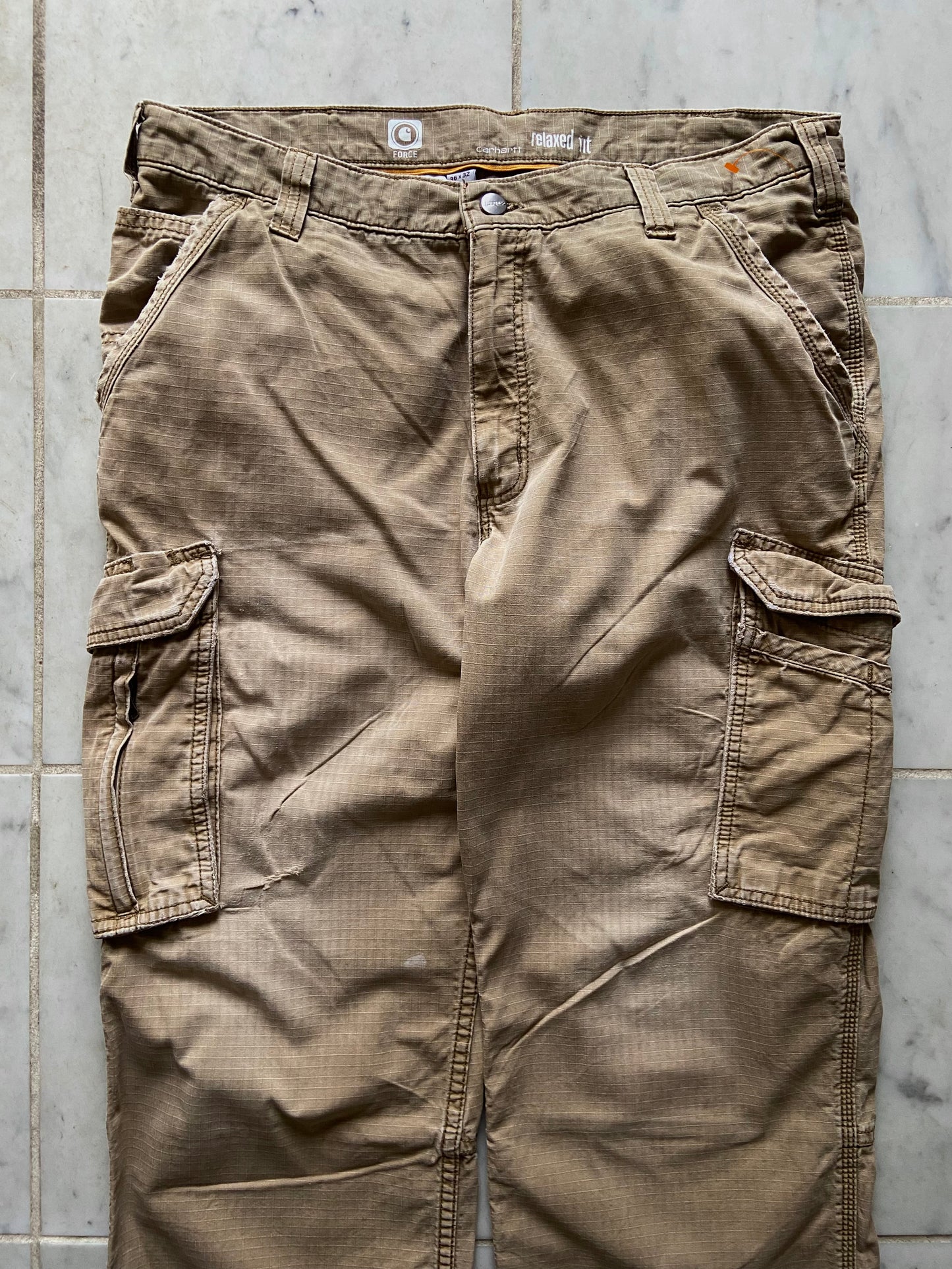 CARHARTT TAN RIPSTOP WORK CARGO PANTS - 36x32