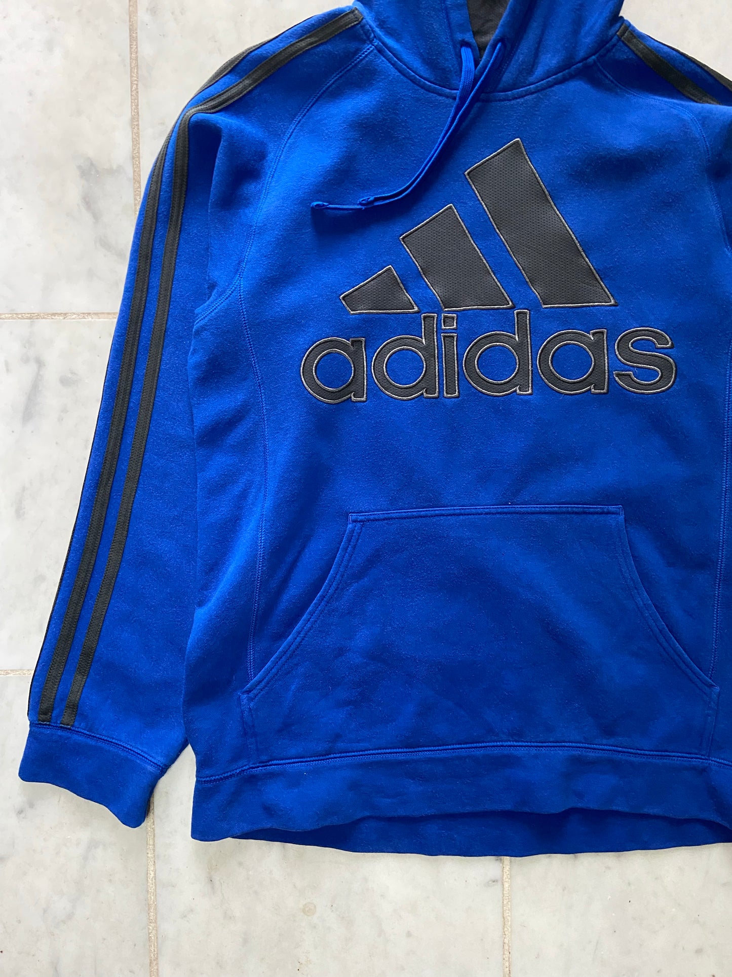 ADIDAS SPELLOUT LOGO BLUE HOODIE - SMALL