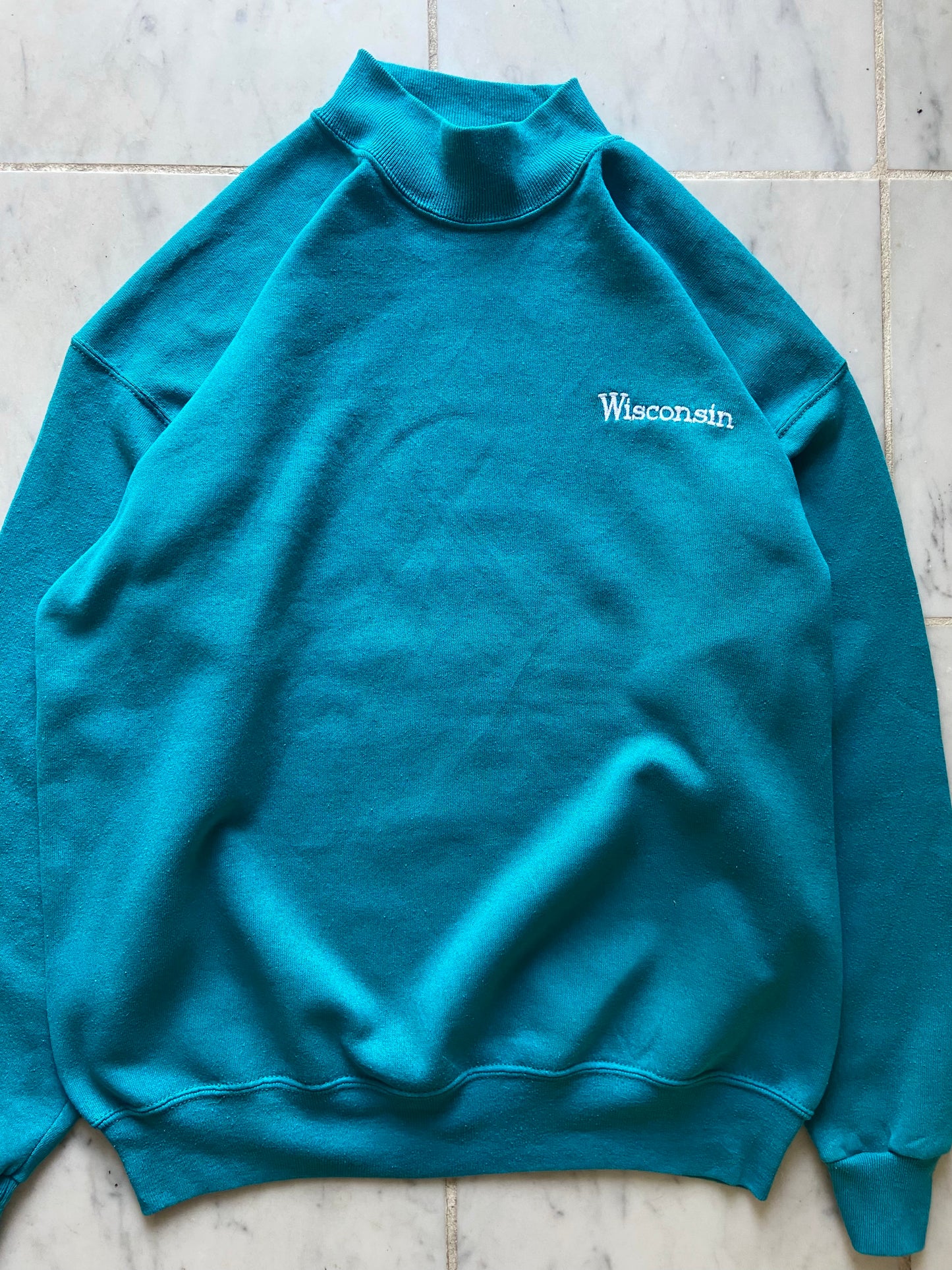 LEE WISCONSIN TEAL SWEATER - LARGE