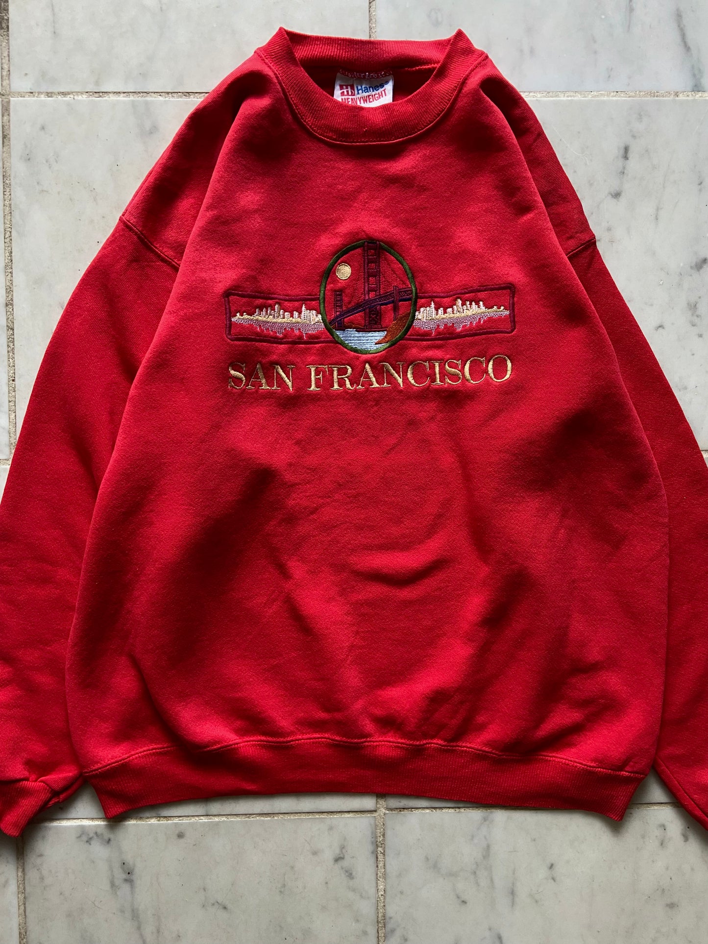 HANES SAN FRANCISCO RED SWEATER - SMALL/MEDIUM