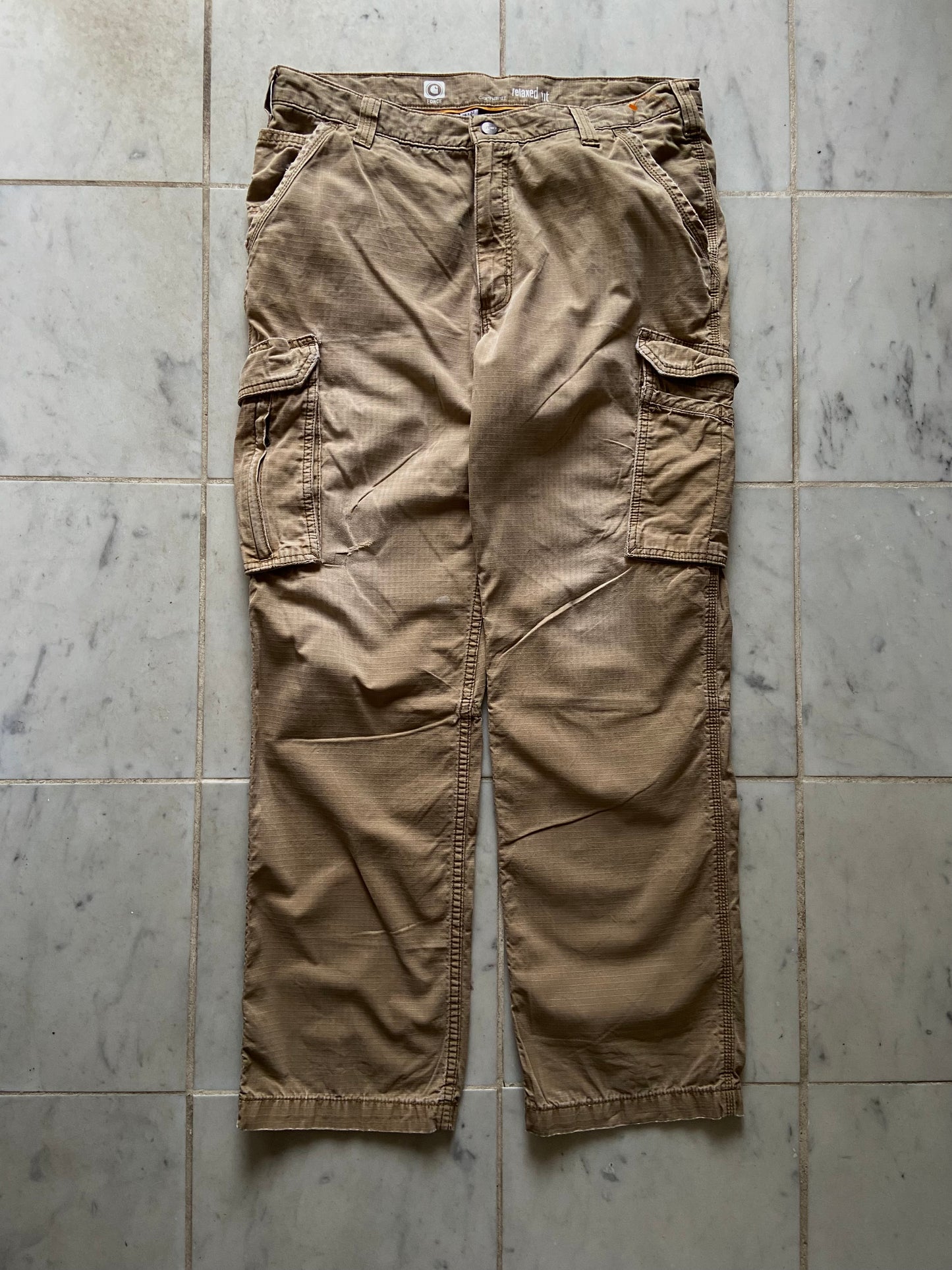 CARHARTT TAN RIPSTOP WORK CARGO PANTS - 36x32