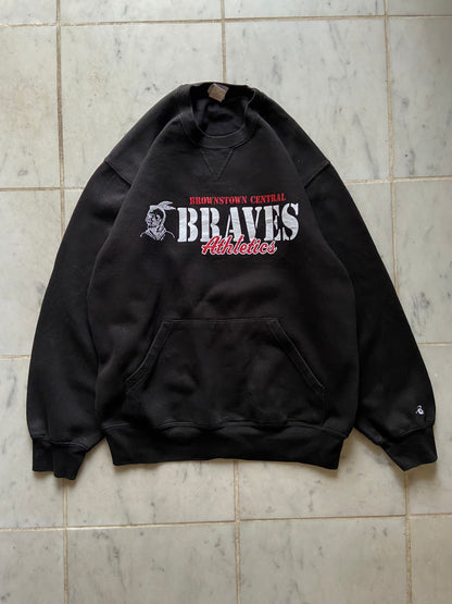 'BROWNSTOWN CENTRAL BRAVES ATHLETICS' BLACK SWEATER - MEDIUM