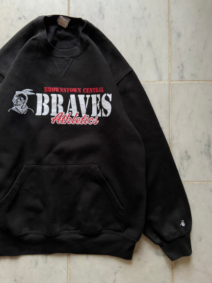 'BROWNSTOWN CENTRAL BRAVES ATHLETICS' BLACK SWEATER - MEDIUM