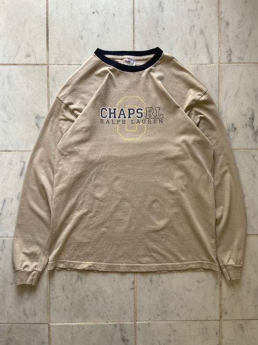 CHAPS RALPH LAUREN BEIGE LONGSLEEVE TEE - XLARGE