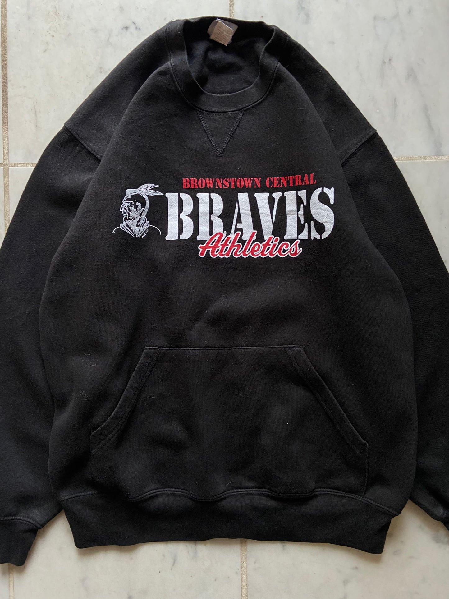 'BROWNSTOWN CENTRAL BRAVES ATHLETICS' BLACK SWEATER - MEDIUM