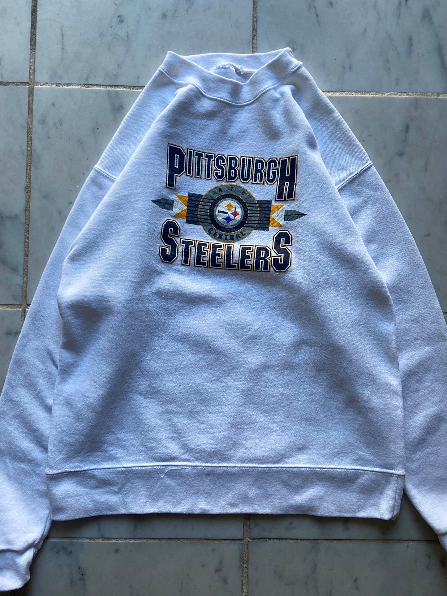 NFL PITTSBURGH STEELERS WHITE SWEATER - XSMALL