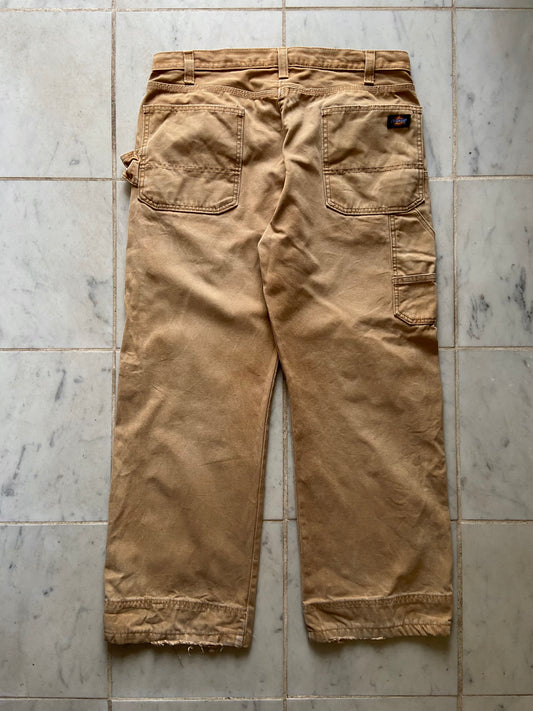 DICKIES STRAIGHT LOOSE FIT LIGHT BROWN WORK PANTS - 38x32