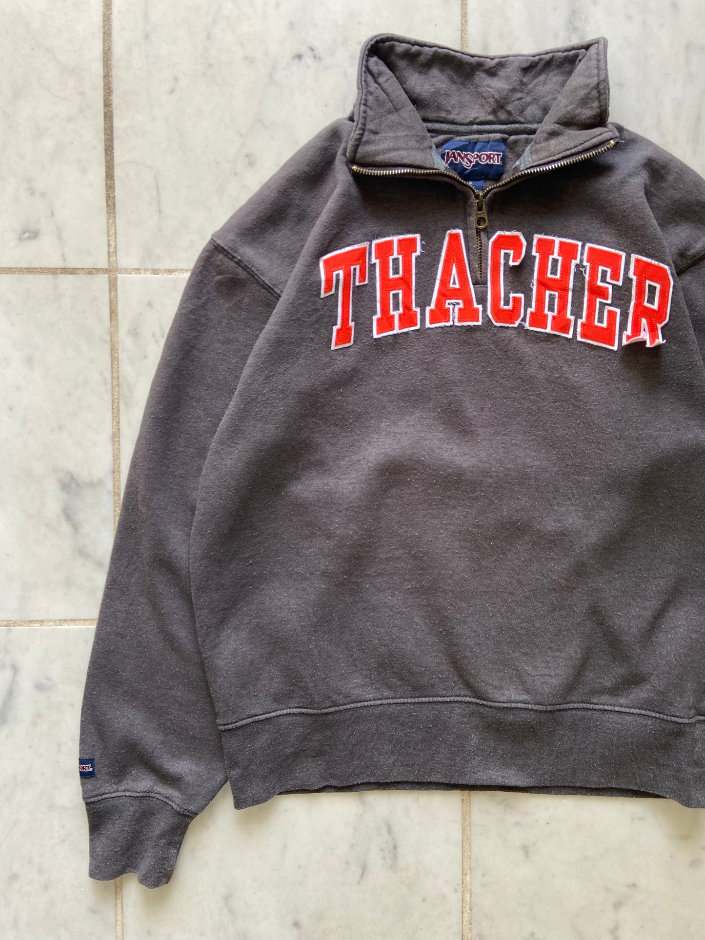 JANSPORT THACHER GREY 1/4 ZIP SWEATER - SMALL